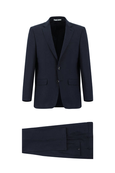 Koyu Lacivert 6 Drop Regular Fit Standart Kesim Klasik Desenli Takım Elbise