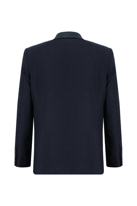 Koyu Lacivert 4 Drop Relaxed Fit Rahat Kesim Desenli Takım Elbise