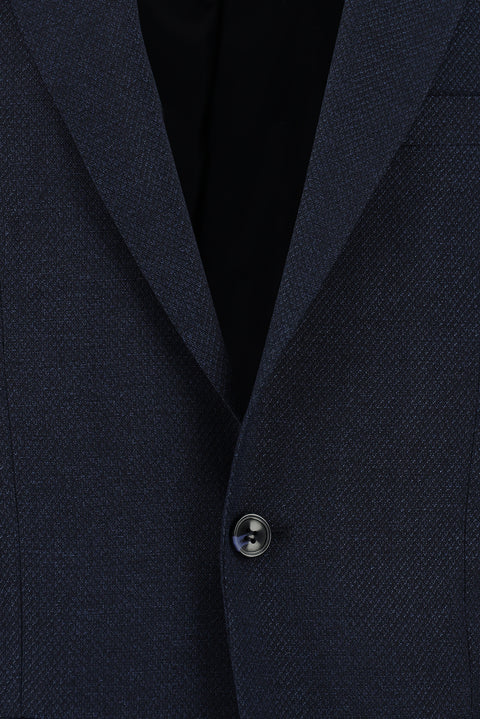 Koyu Lacivert 4 Drop Relaxed Fit Rahat Kesim Desenli Takım Elbise