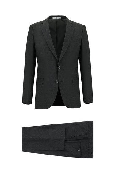  Koyu Antrasit Regular Fit Klasik Desenli Takım Elbise