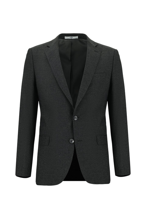 Koyu Antrasit 4 Drop Relaxed Fit Rahat Kesim Desenli Takım Elbise