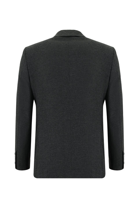 Koyu Antrasit 4 Drop Relaxed Fit Rahat Kesim Desenli Takım Elbise