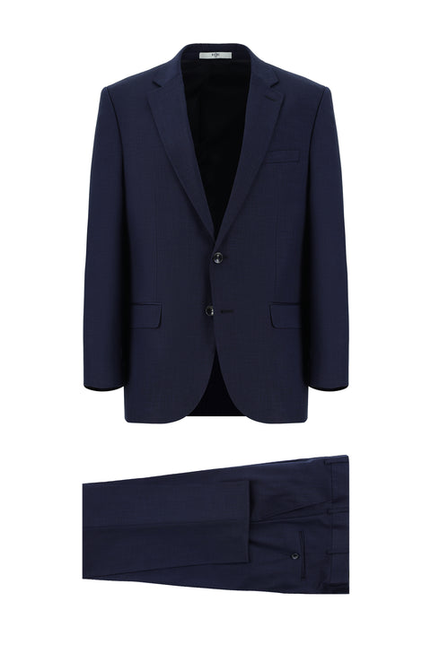 Light Navy Blue 4-Drop Relaxed Fit Patterned Suit