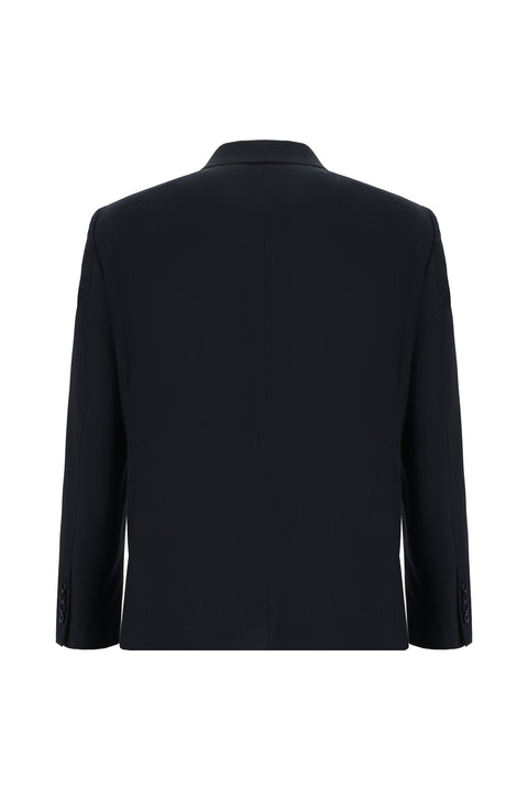 Dark Navy 4-Drop Relaxed Fit Patterned Suit