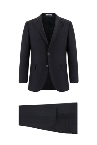  Koyu Antrasit Regular Fit Klasik Desenli Takım Elbise