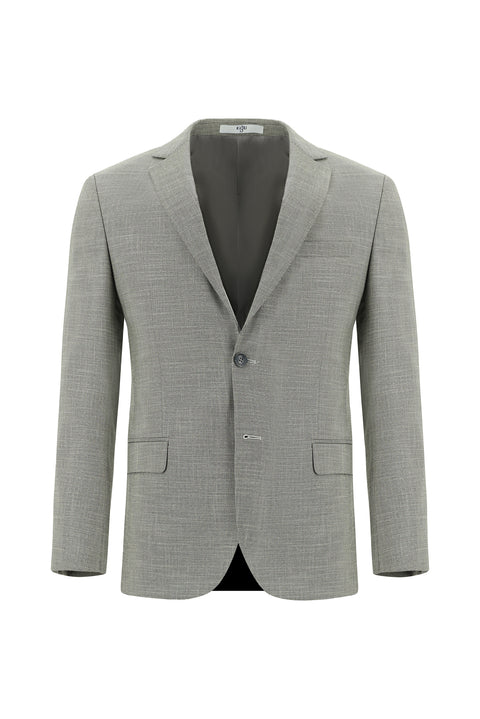 Açık Gri 7 Drop Super Slim Fit Eksra Dar Kesim Desenli Takım Elbise