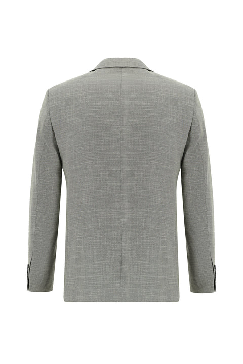 Açık Gri 7 Drop Slim Fit Dar Kesim Desenli Takım Elbise