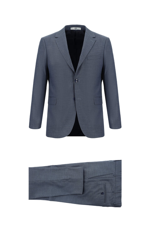Light Navy Blue 4-Drop Relaxed Fit Patterned Suit