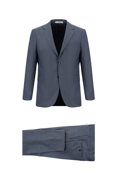 Açık Lacivert Slim Fit Dar Kesim Klasik Desenli Takım Elbise