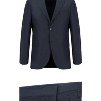 Koyu Lacivert Slim Fit Dar Kesim Klasik Desenli Takım Elbise