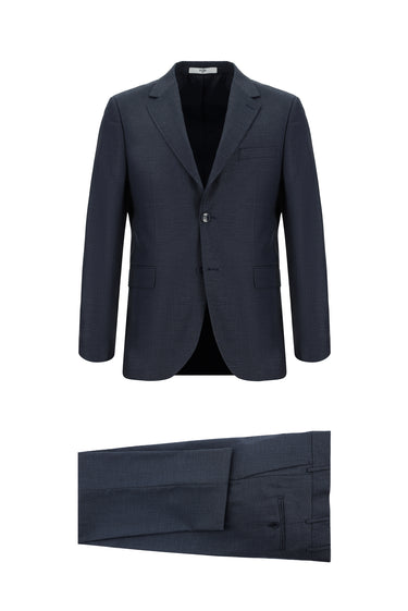  Koyu Lacivert Slim Fit Dar Kesim Klasik Desenli Takım Elbise