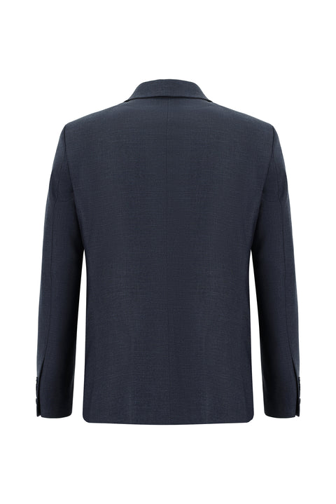 Koyu Lacivert 7 Drop Slim Fit Dar Kesim Desenli Takım Elbise