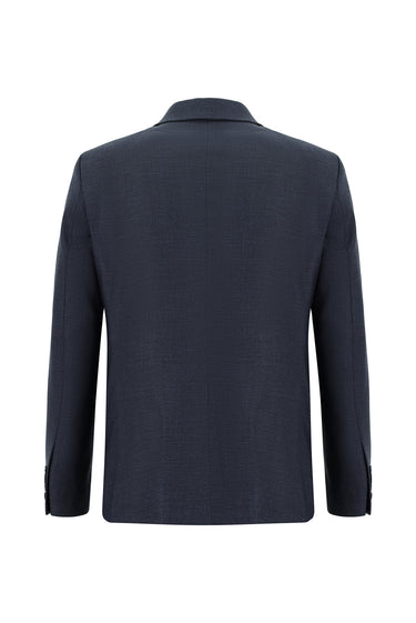  Koyu Lacivert Slim Fit Dar Kesim Klasik Desenli Takım Elbise