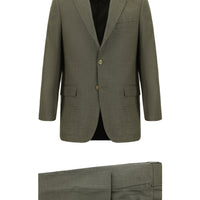 Koyu Bej 7 Drop Super Slim Fit Eksra Dar Kesim Desenli Takım Elbise