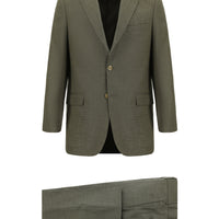 Koyu Bej Relaxed Fit Rahat Kesim Klasik Desenli Takım Elbise