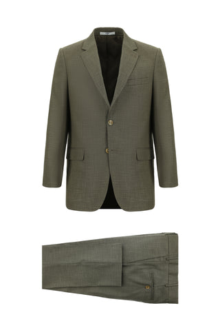  Koyu Bej Relaxed Fit Rahat Kesim Klasik Desenli Takım Elbise