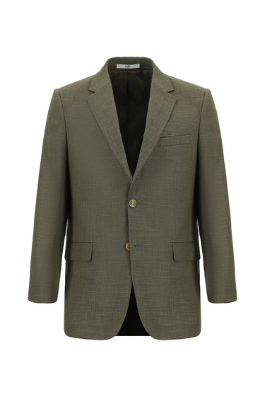 Koyu Bej Relaxed Fit Rahat Kesim Klasik Desenli Takım Elbise