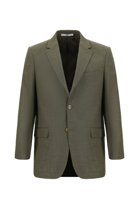 Koyu Bej 4 Drop Relaxed Fit Rahat Kesim Desenli Takım Elbise