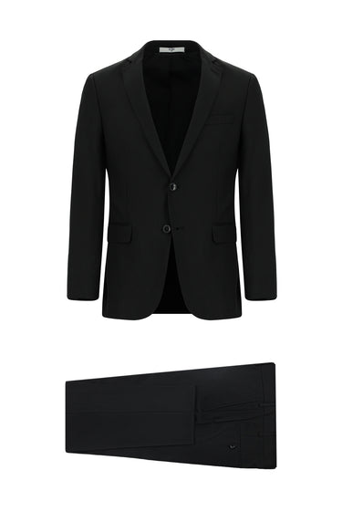  Siyah Super Slim Fit Ekstra Dar Kesim Klasik Desenli Takım Elbise