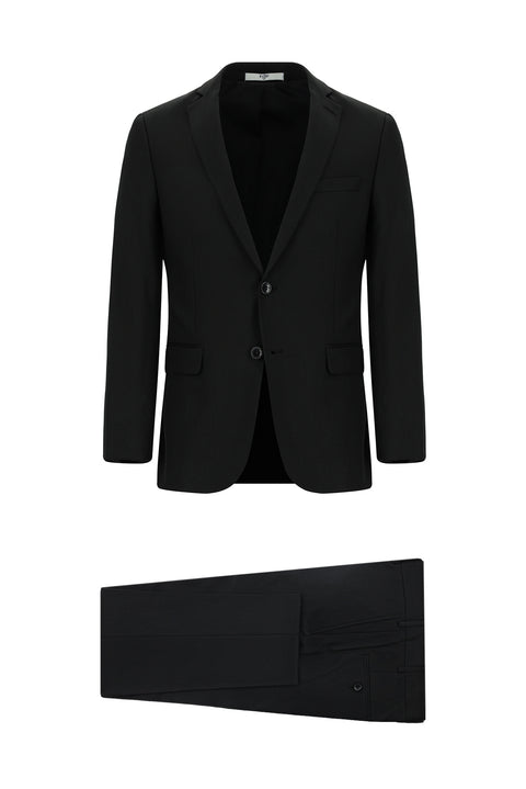 Siyah 7 Drop Super Slim Fit Eksra Dar Kesim Desenli Takım Elbise