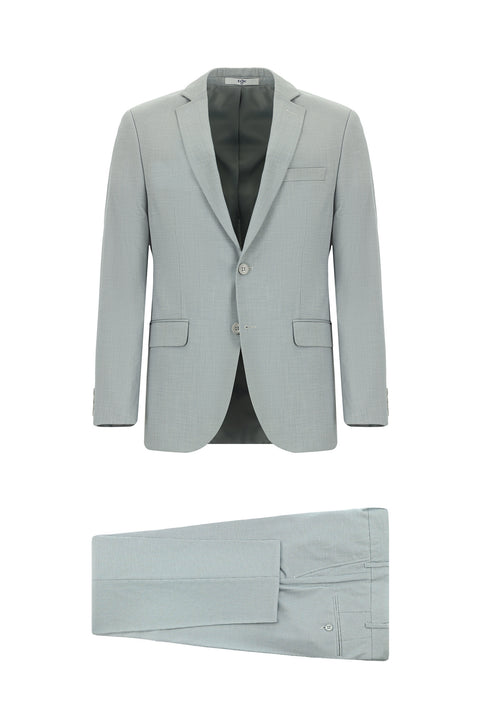 Açık Gri 7 Drop Super Slim Fit Eksra Dar Kesim Desenli Takım Elbise