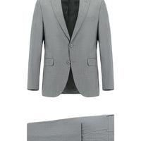 Orta Füme 7 Drop Super Slim Fit Eksra Dar Kesim Desenli Takım Elbise