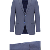 Açık Lacivert 7 Drop Slim Fit Dar Kesim Desenli Takım Elbise