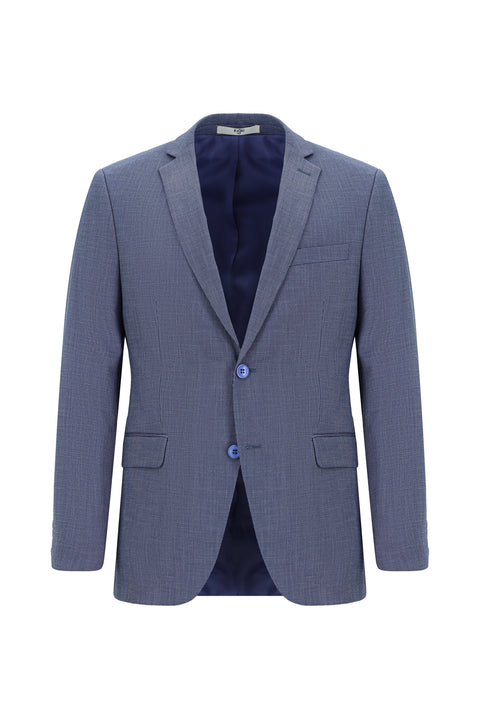 Açık Lacivert 7 Drop Slim Fit Dar Kesim Desenli Takım Elbise