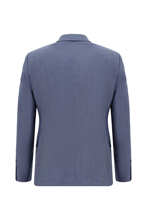 Açık Lacivert 7 Drop Slim Fit Dar Kesim Desenli Takım Elbise