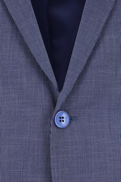 Açık Lacivert 7 Drop Slim Fit Dar Kesim Desenli Takım Elbise