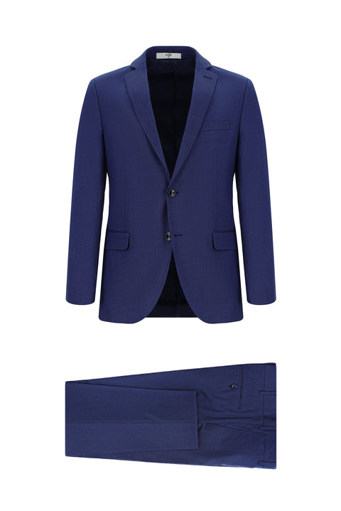 Koyu Lacivert 7 Drop Super Slim Fit Eksra Dar Kesim Desenli Takım Elbise