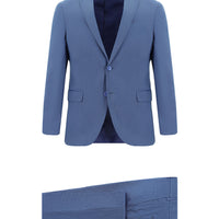 Koyu Mavi  7 Drop Super Slim Fit Eksra Dar Kesim Desenli Takım Elbise