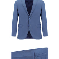 Koyu Mavi  7 Drop Super Slim Fit Eksra Dar Kesim Desenli Takım Elbise