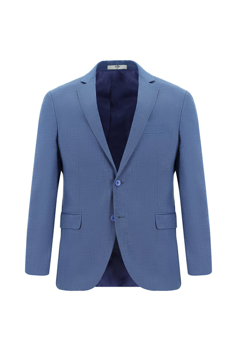 Koyu Mavi  7 Drop Slim Fit Dar Kesim Desenli Takım Elbise