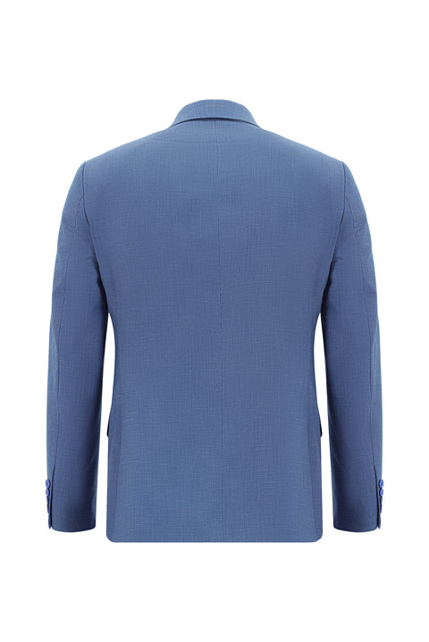 Koyu Mavi  7 Drop Slim Fit Dar Kesim Desenli Takım Elbise