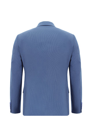  Koyu Mavi  7 Drop Super Slim Fit Eksra Dar Kesim Desenli Takım Elbise