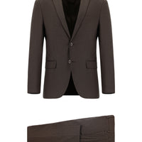 Dark Brown 7 Drop Slim Fit Patterned Suit