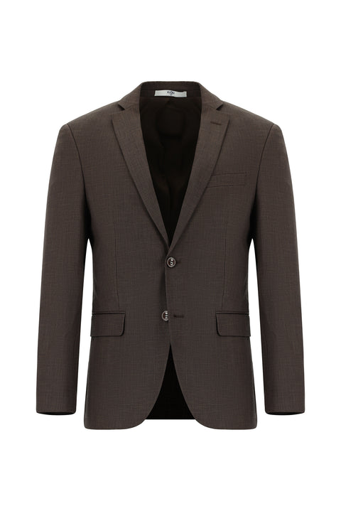 Dark Brown 6 Drop Regular Fit Standard Cut Patterned Suit