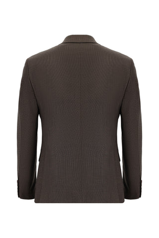  Koyu Kahve Super Slim Fit Ekstra Dar Kesim Klasik Desenli Takım Elbise