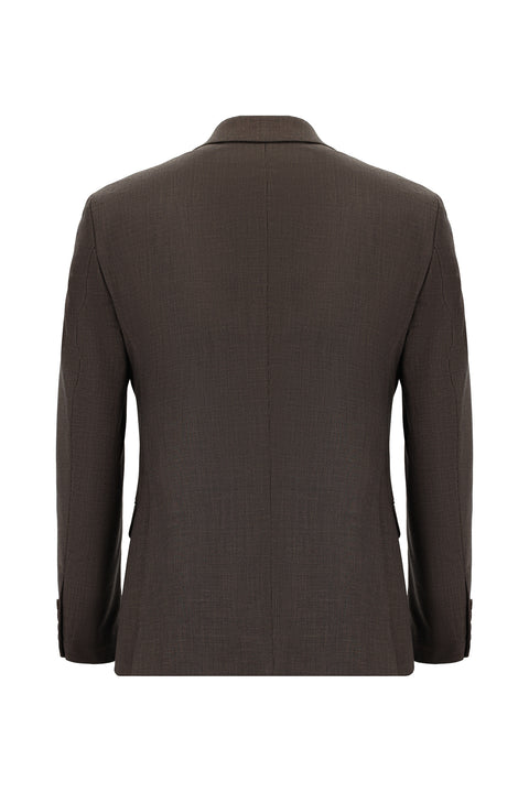 Koyu Kahve 7 Drop Super Slim Fit Eksra Dar Kesim Desenli Takım Elbise