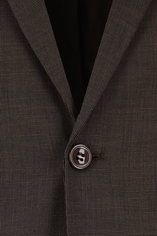  Koyu Kahve Super Slim Fit Ekstra Dar Kesim Klasik Desenli Takım Elbise