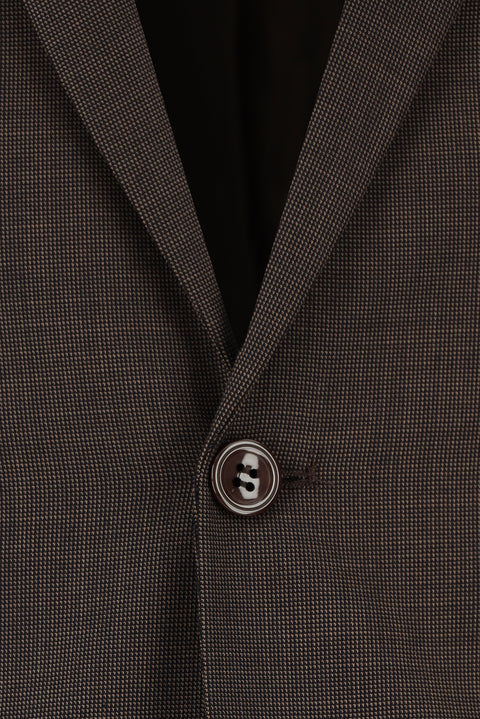 Koyu Kahve 7 Drop Super Slim Fit Eksra Dar Kesim Desenli Takım Elbise