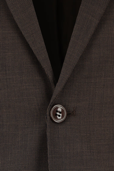 Koyu Kahve Slim Fit Dar Kesim Klasik Desenli Takım Elbise