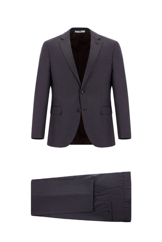  Acı Kahve 7 Drop Slim Fit Dar Kesim Desenli Takım Elbise
