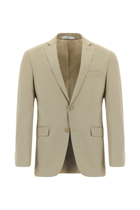 Orta Bej 7 Drop Slim Fit Dar Kesim Desenli Takım Elbise