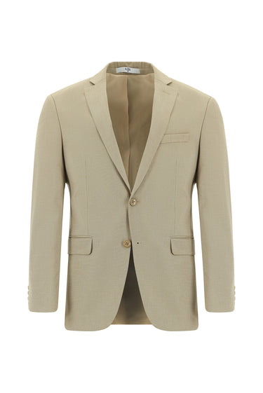  Orta Bej Super Slim Fit Ekstra Dar Kesim Klasik Desenli Takım Elbise