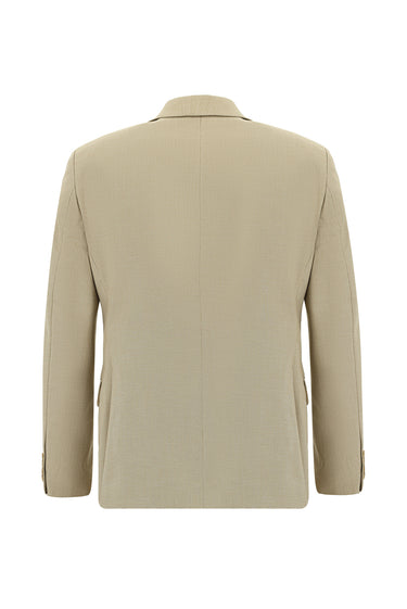  Orta Bej Super Slim Fit Ekstra Dar Kesim Klasik Desenli Takım Elbise