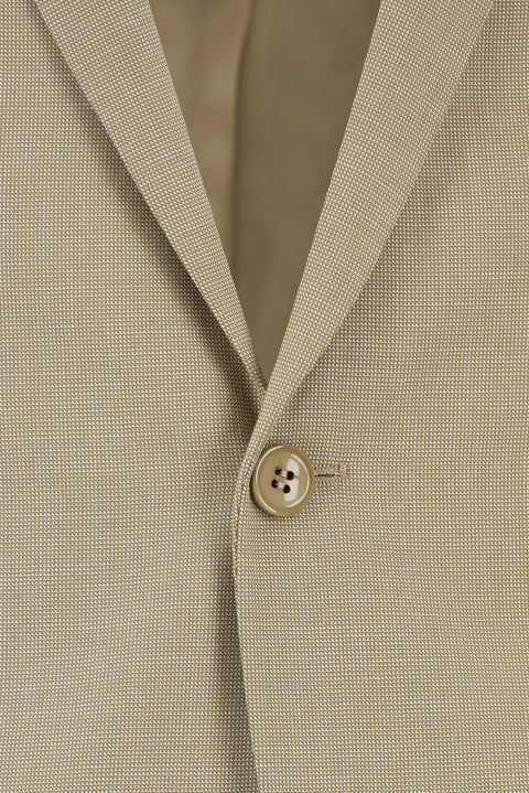 Orta Bej 7 Drop Slim Fit Dar Kesim Desenli Takım Elbise