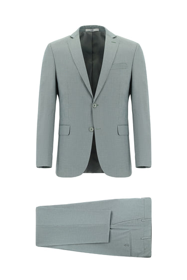 Çağla Yeşili Slim Fit Dar Kesim Klasik Desenli Takım Elbise