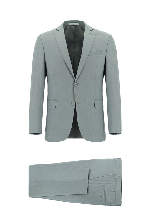 Mint Green 7 Drop Slim Fit Patterned Suit